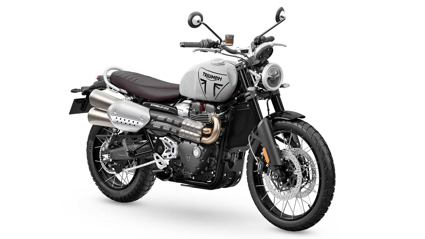 Triumph Scrambler X Ash Grey 3/4 View