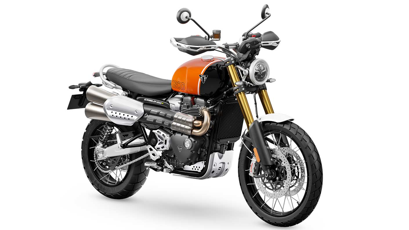 Triumph Scrambler 1200 XE Baja Orange 3/4 View