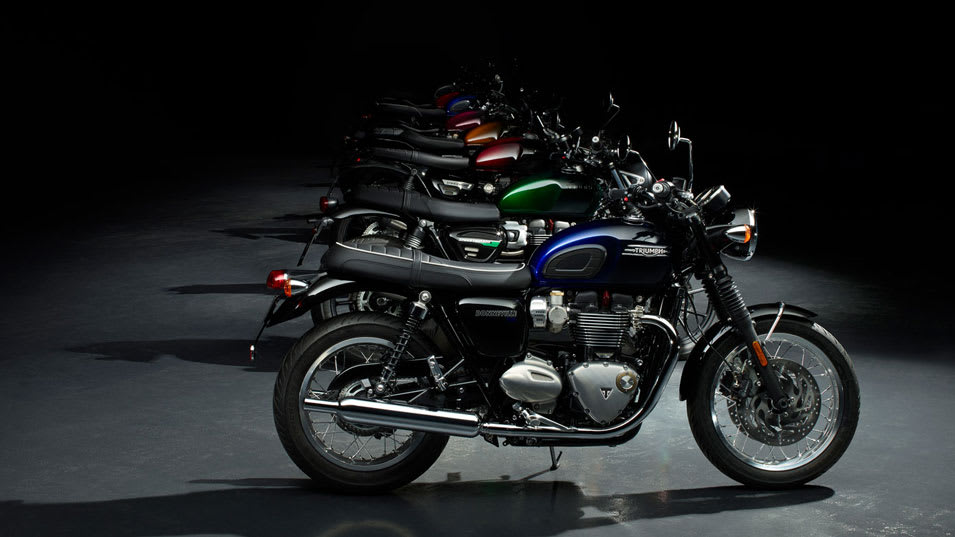 All 8 Triumph Stealth Editions showcasing a dramatic custom-inspired paint finish