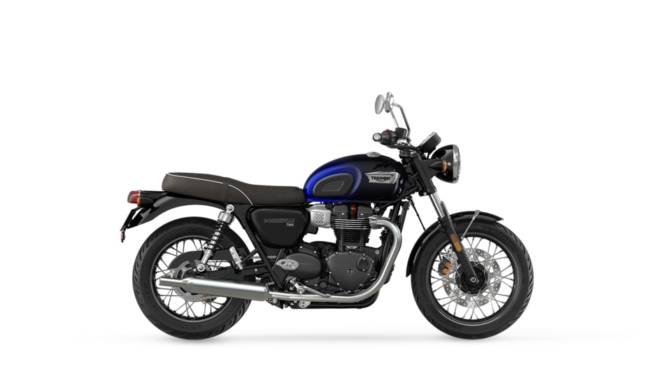 Triumph MY24 Bonneville T100 Phantom Blue and Silver Blue