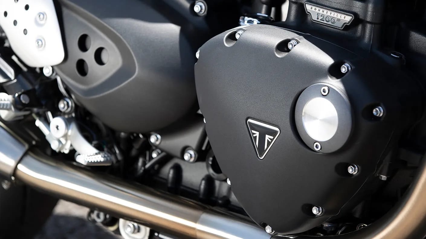 Close-up shot of Triumph Thruxton RS's beautiful engine