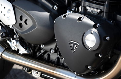 Close-up shot of Triumph Thruxton RS's beautiful engine