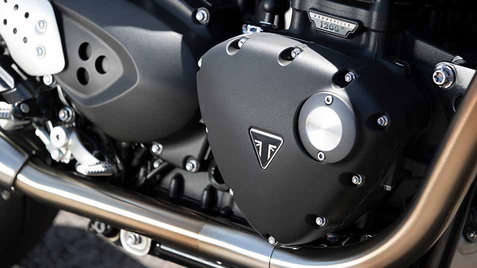 Close-up shot of Triumph Thruxton RS's beautiful engine