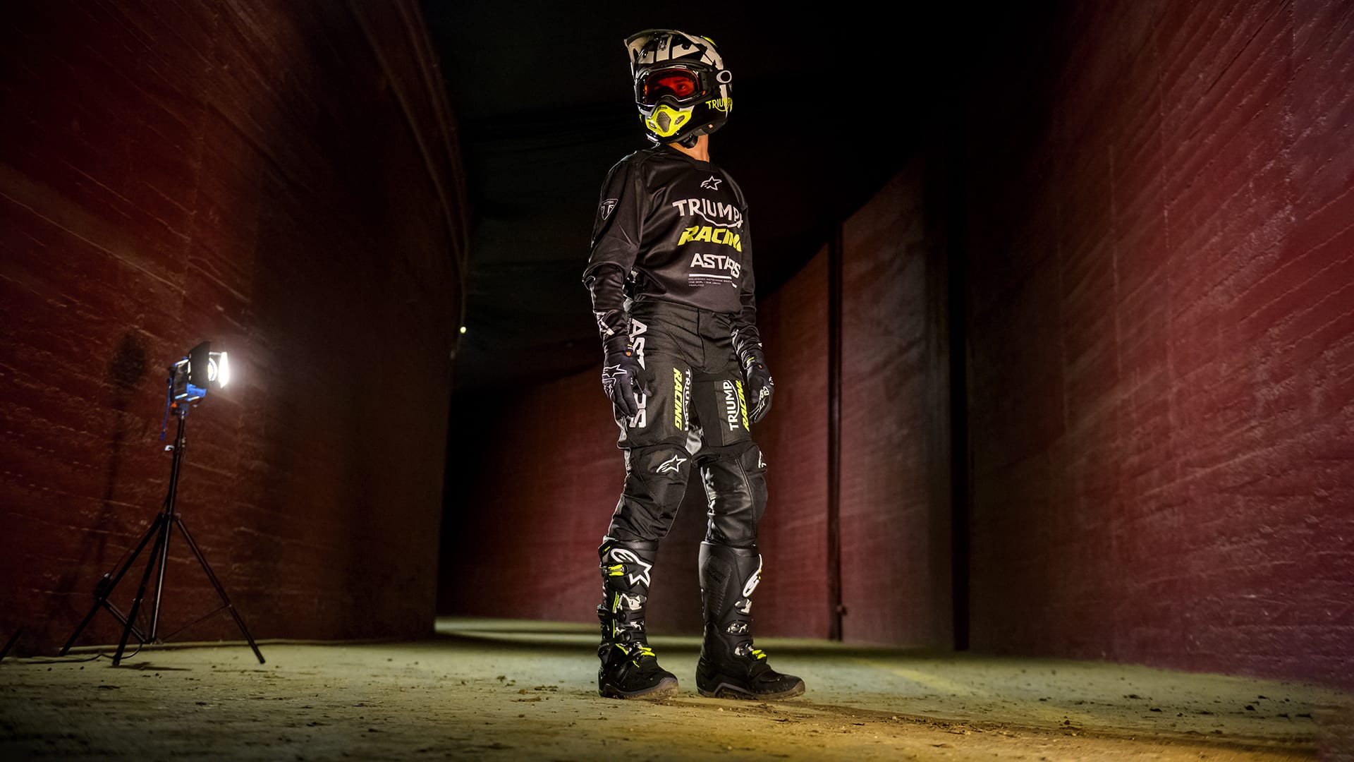 Triumph TF250 X racer motocross clothing in-use