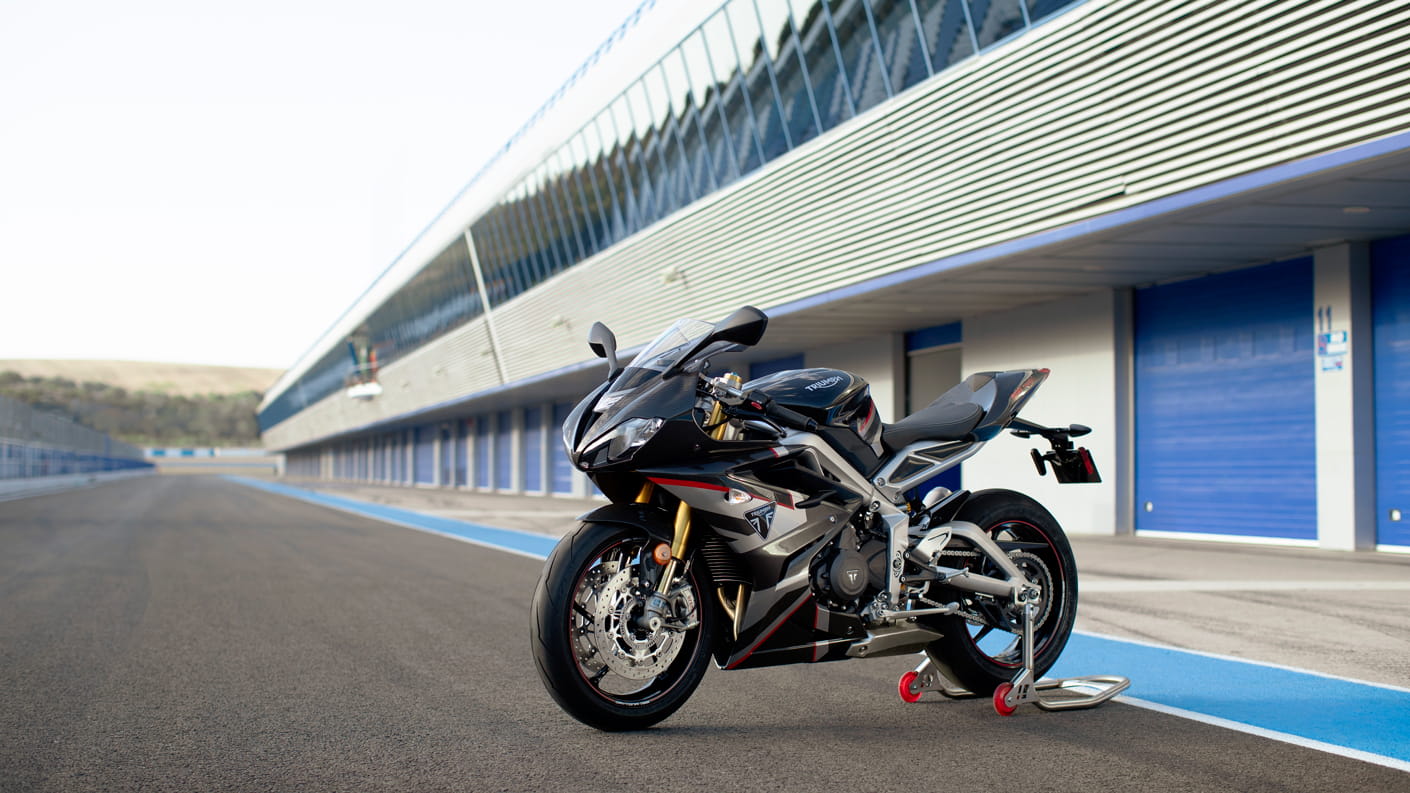 Triumph Daytona Moto2TM 765 motorcycle (USA Edition) stationary in the paddocks