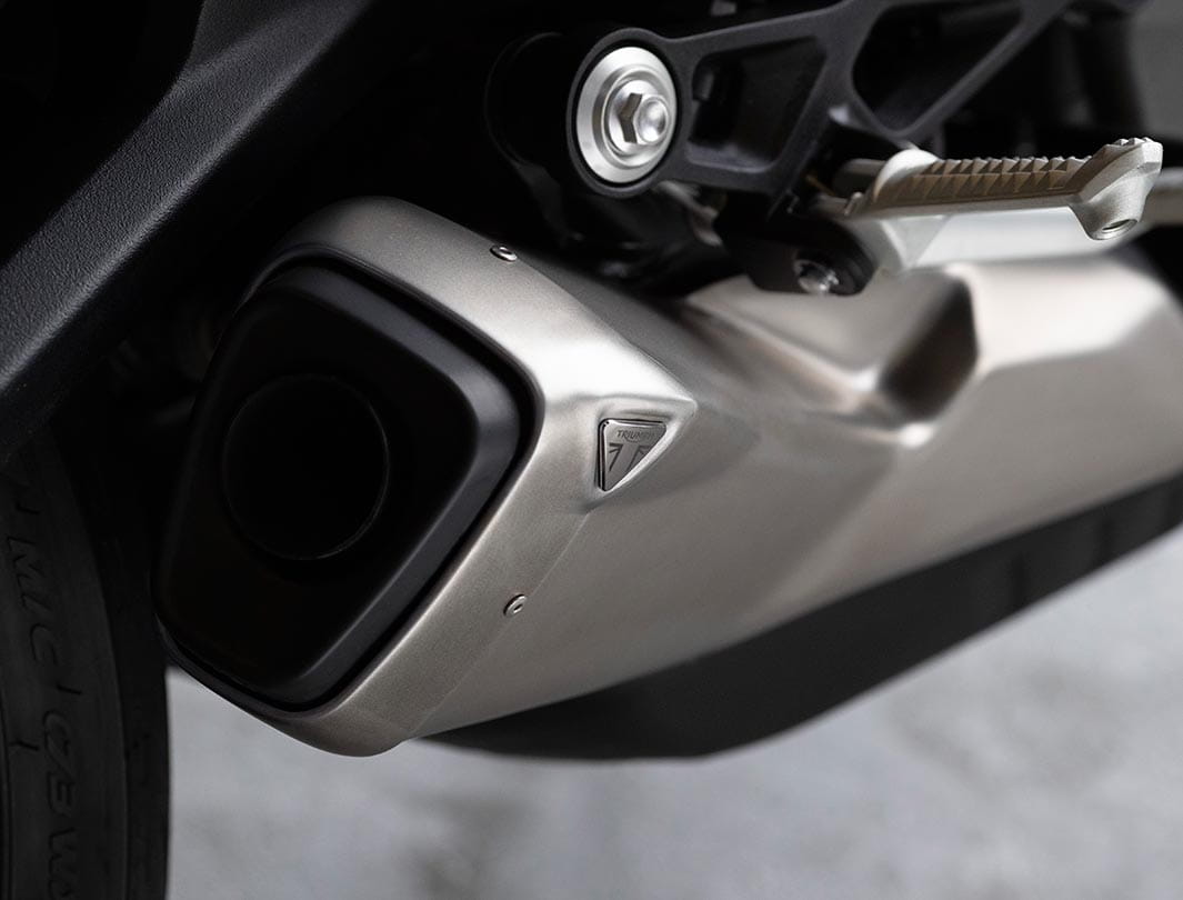 Street Triple R exhaust with triumph badge detailing