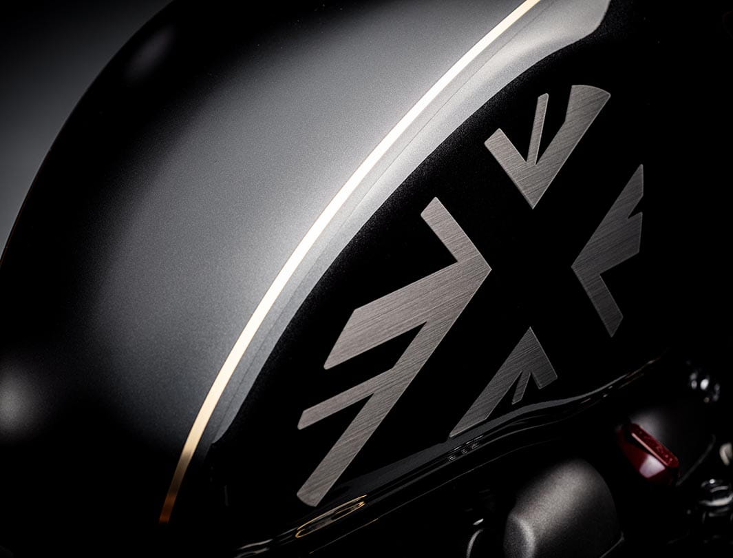 Close-up shot of the Triumph Bobber TFC's premium paint scheme with unique Union Jack finishing