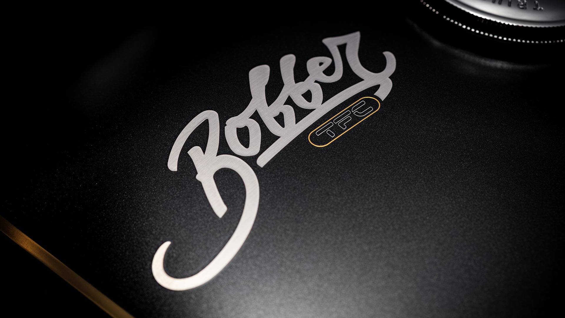 Close-up of the unique Bobber TFC branding