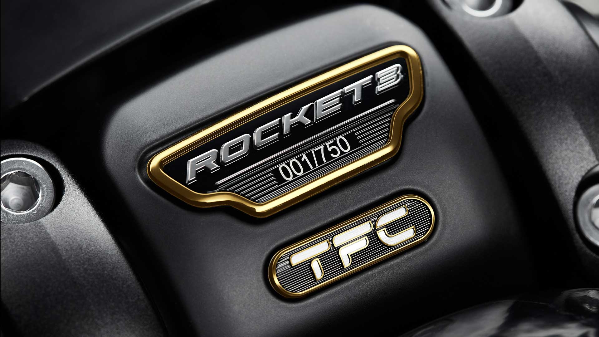 Triumph Rocket 3 TFC premium gold badging and detailing, including numbered, limited edition plaque