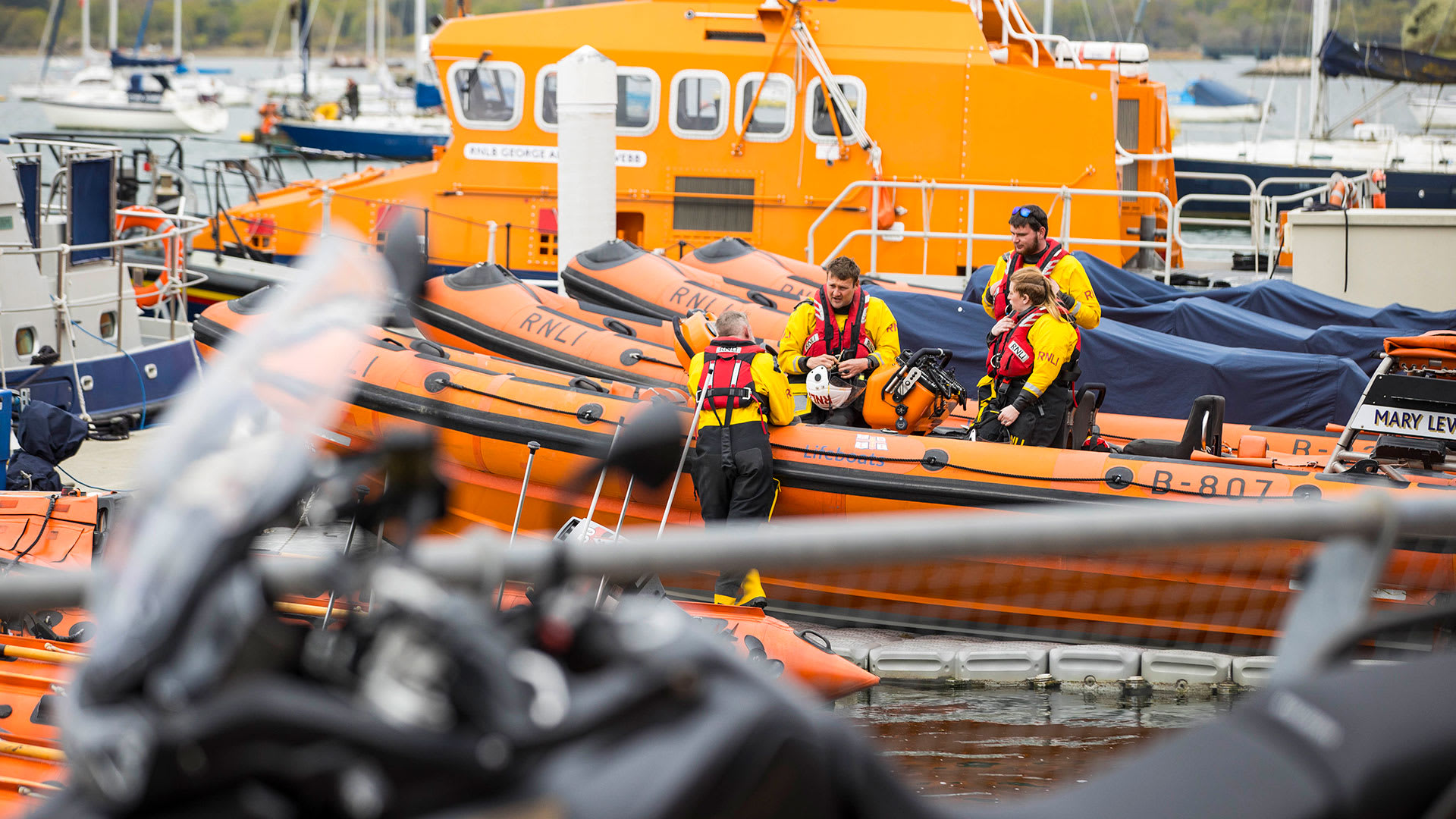 Triumph Tiger 900 Bond Edition at RNLI docks