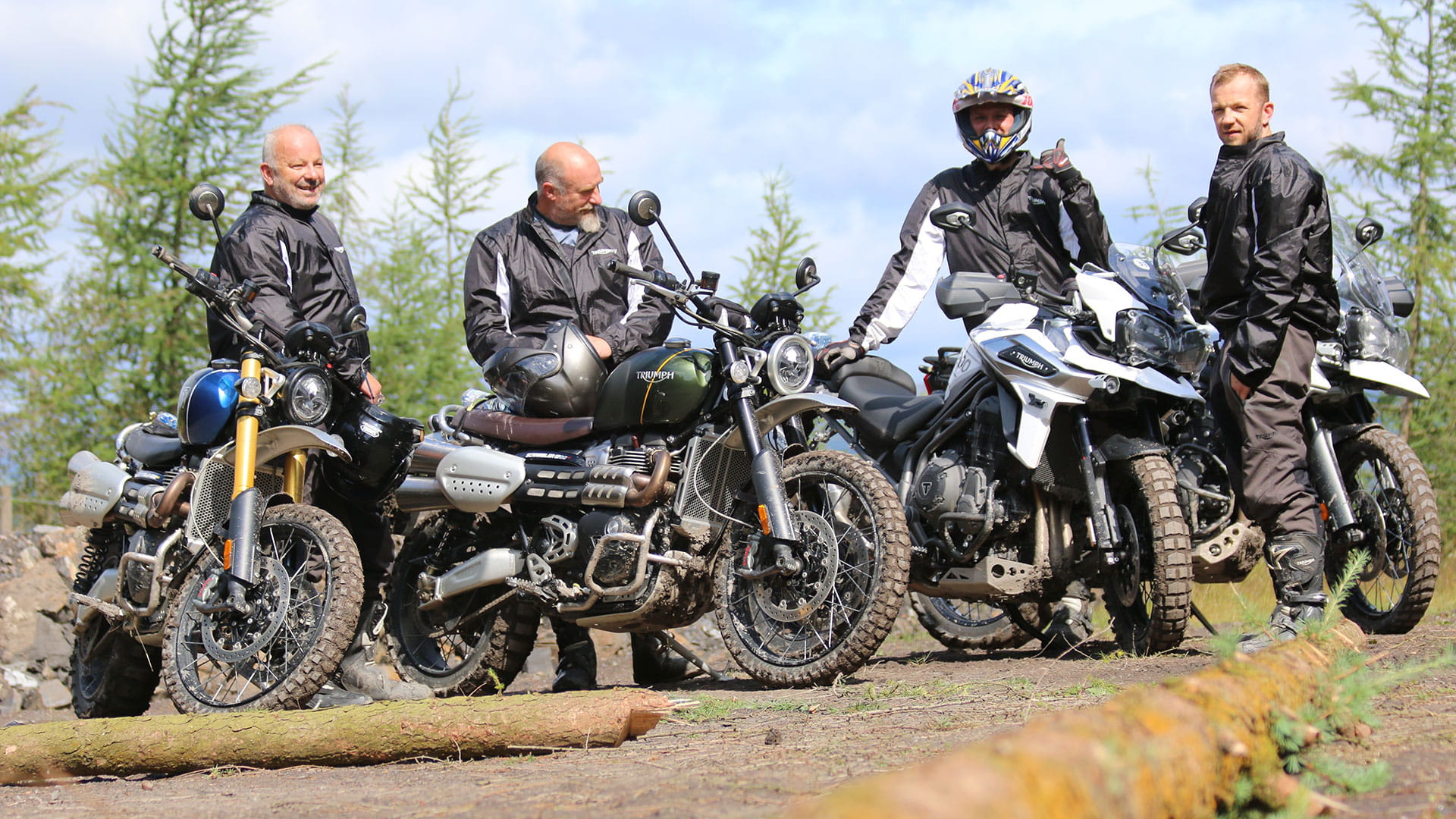 Riders experiencing the Triumph motorcycles including the Tiger and Scrambler 1200 range 