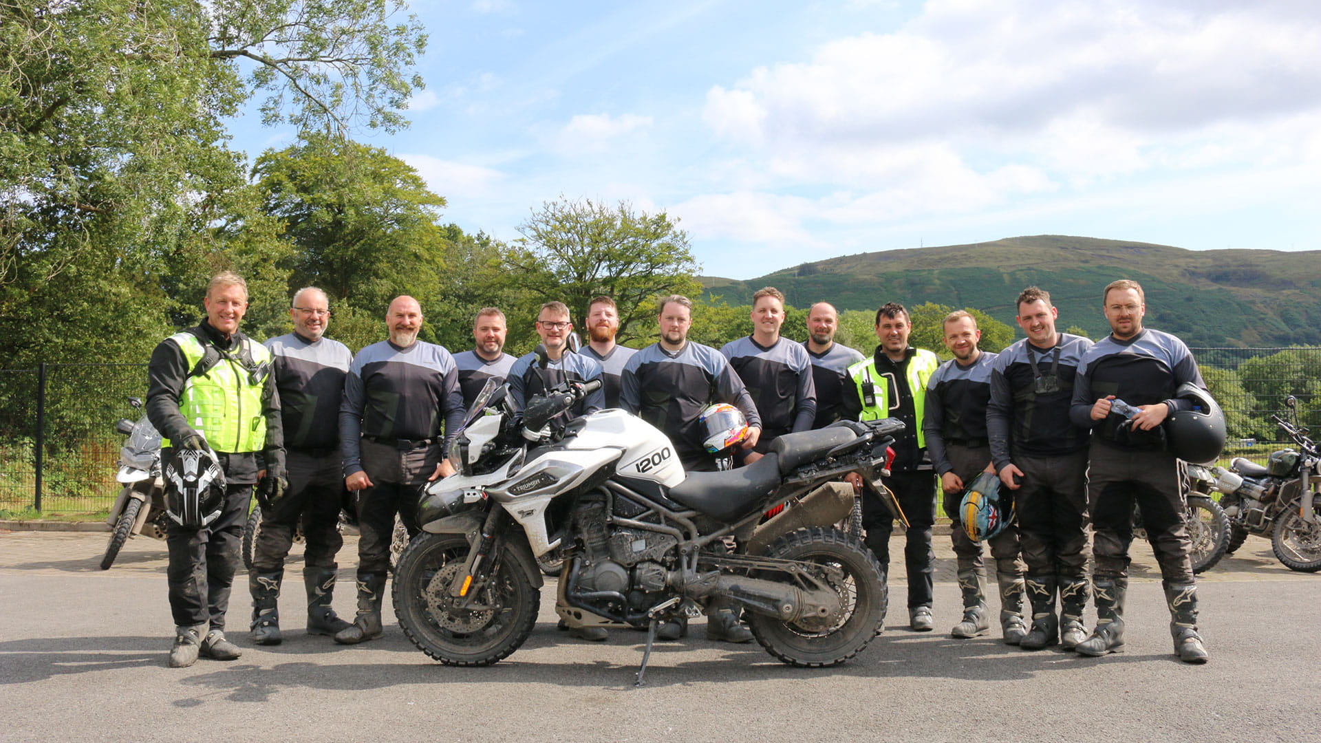 Group shot of the Triumph Tiger riders  on the experience day 
