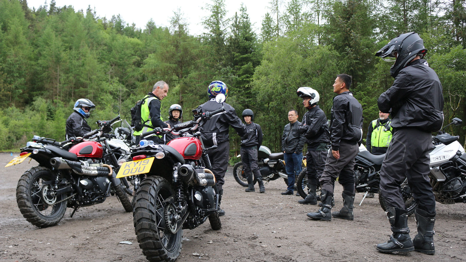 The training stage for Triumph Adventure course on Scrambler 1200 and the Tiger range