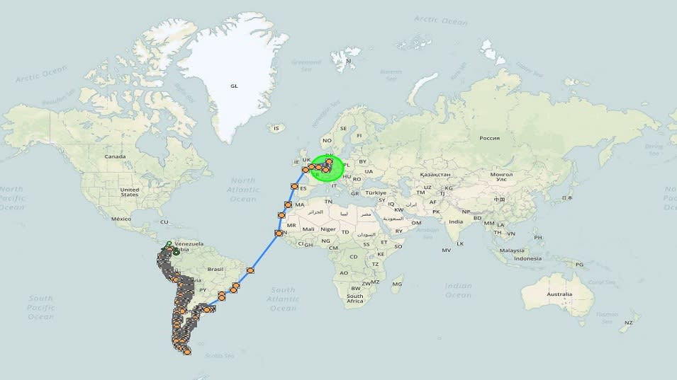 Weltkarte Route Live verfolgen Moppedhiker