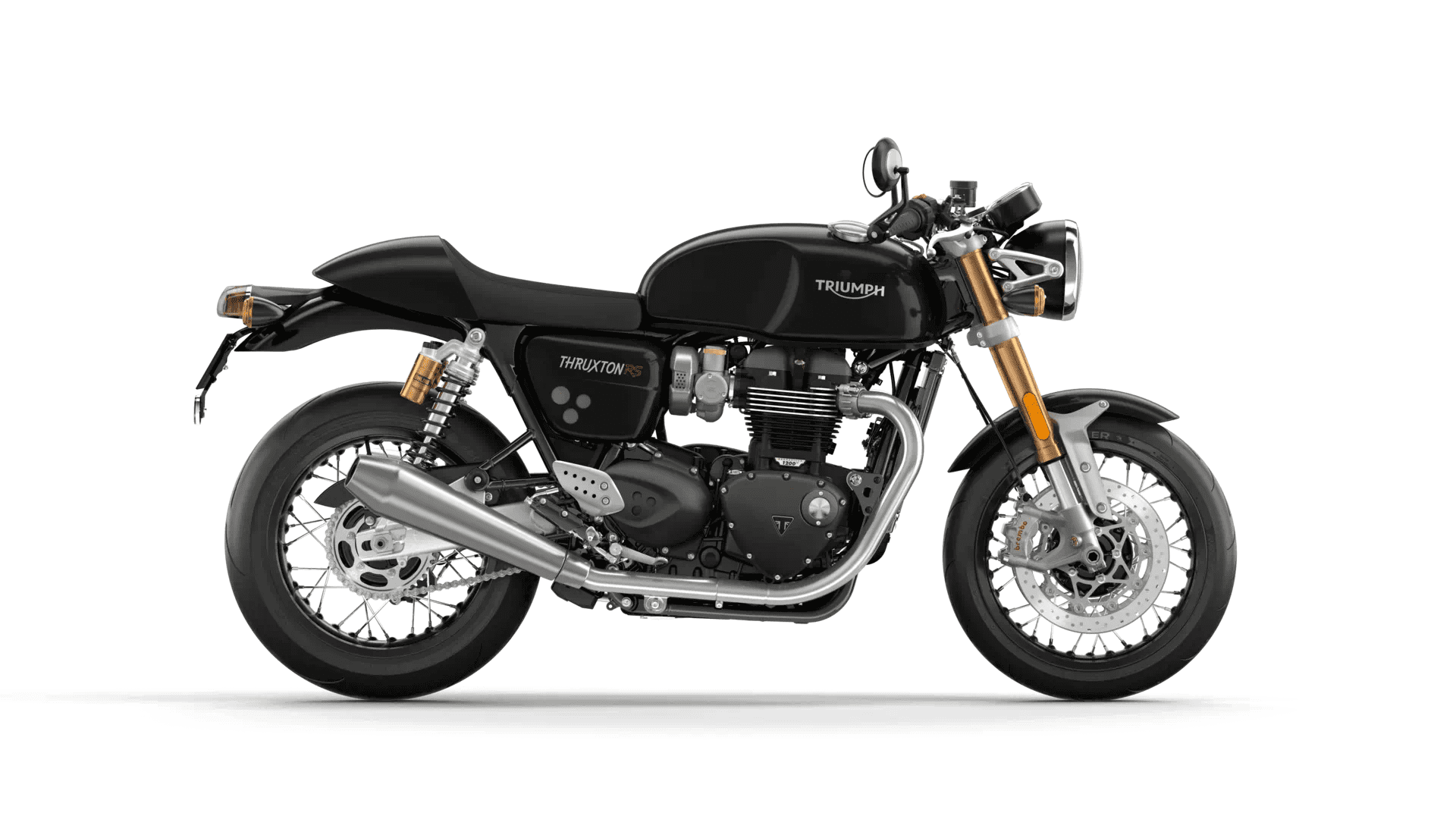 CGI of the Triumph Thruxton RS in Jet Black and Silver Ice