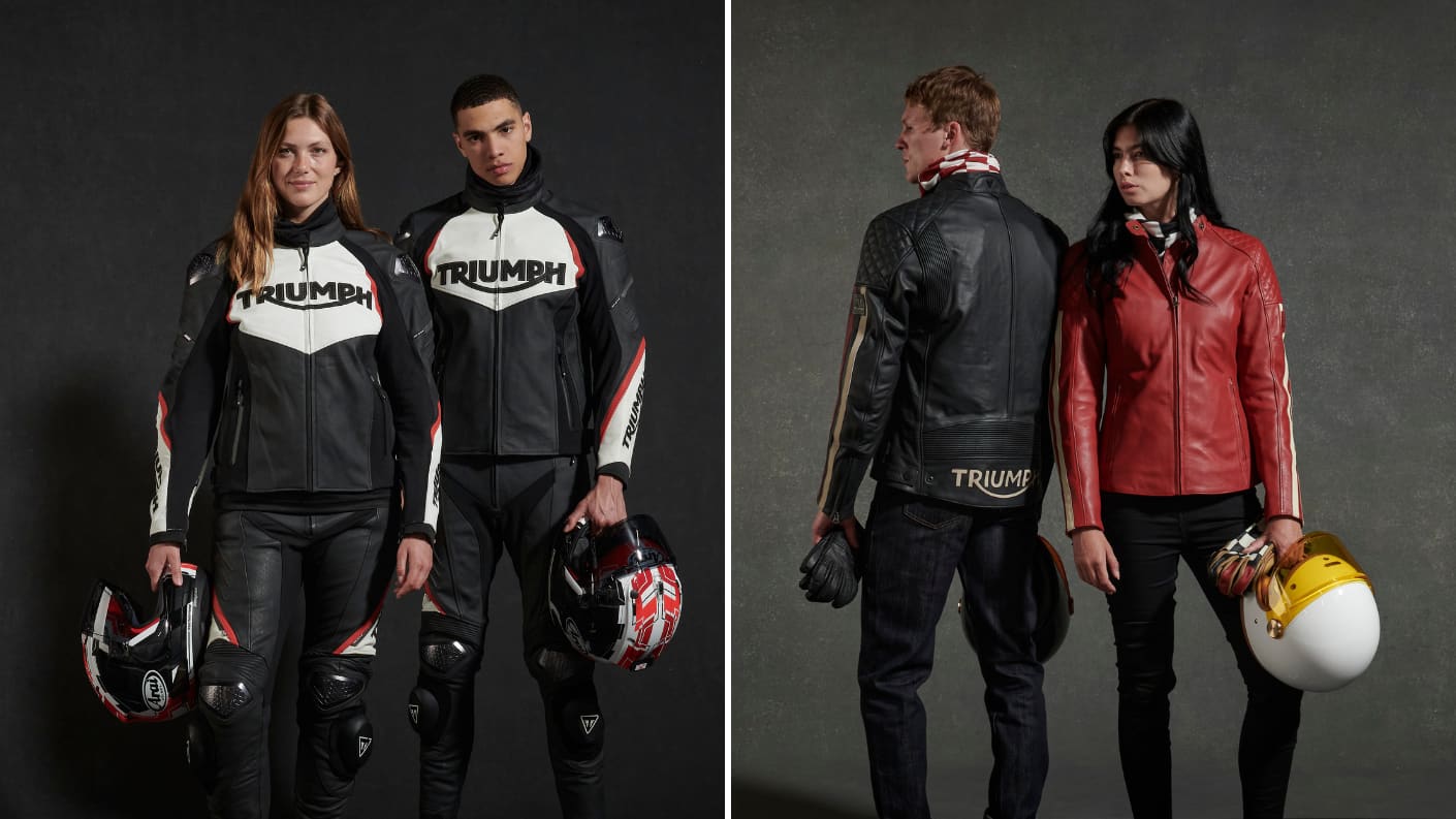 2 Models wearing items from the Triumph Riderwear collections.
