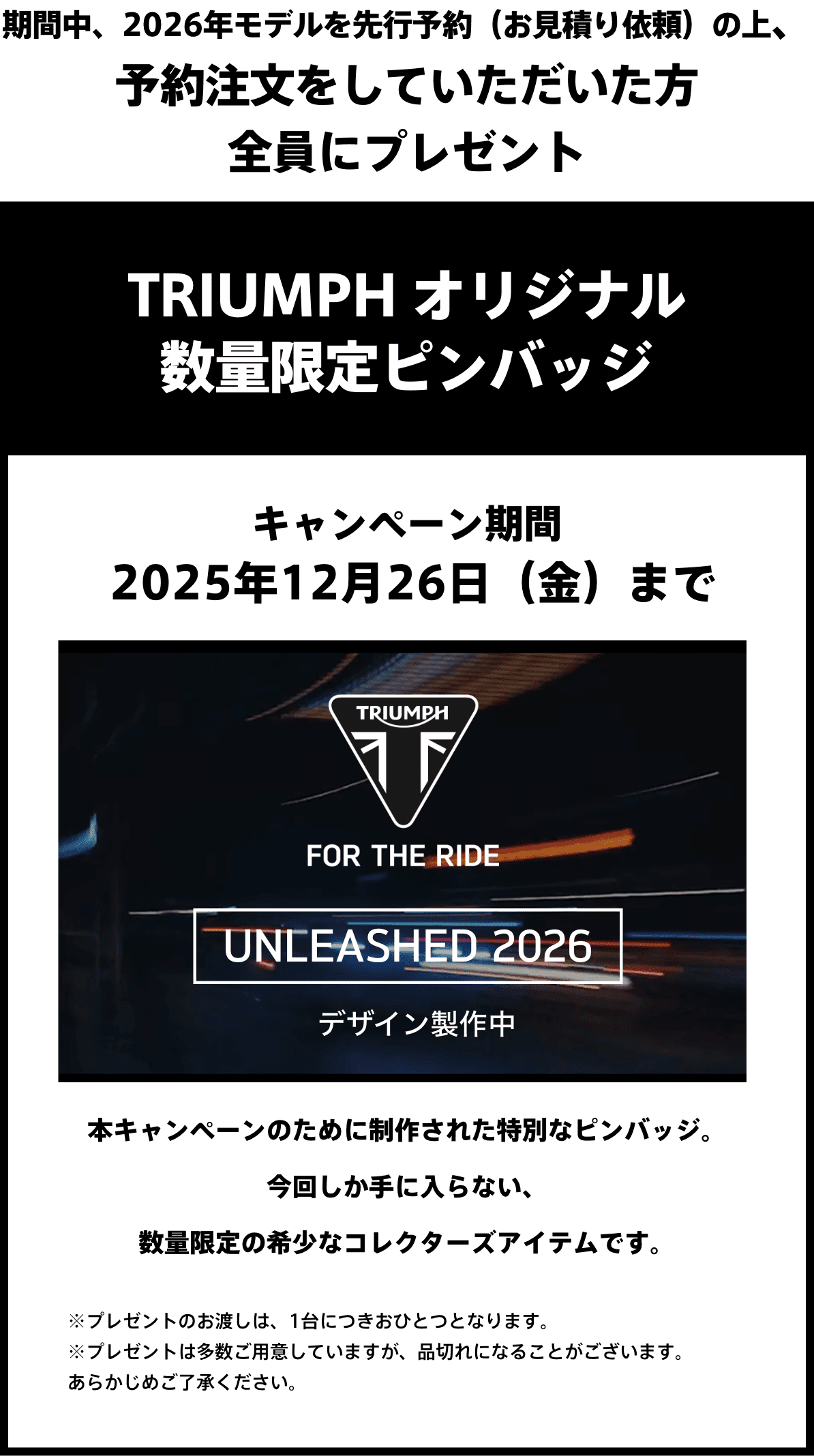 TRIUMPH オリジナル 数量限定ピンバッジ