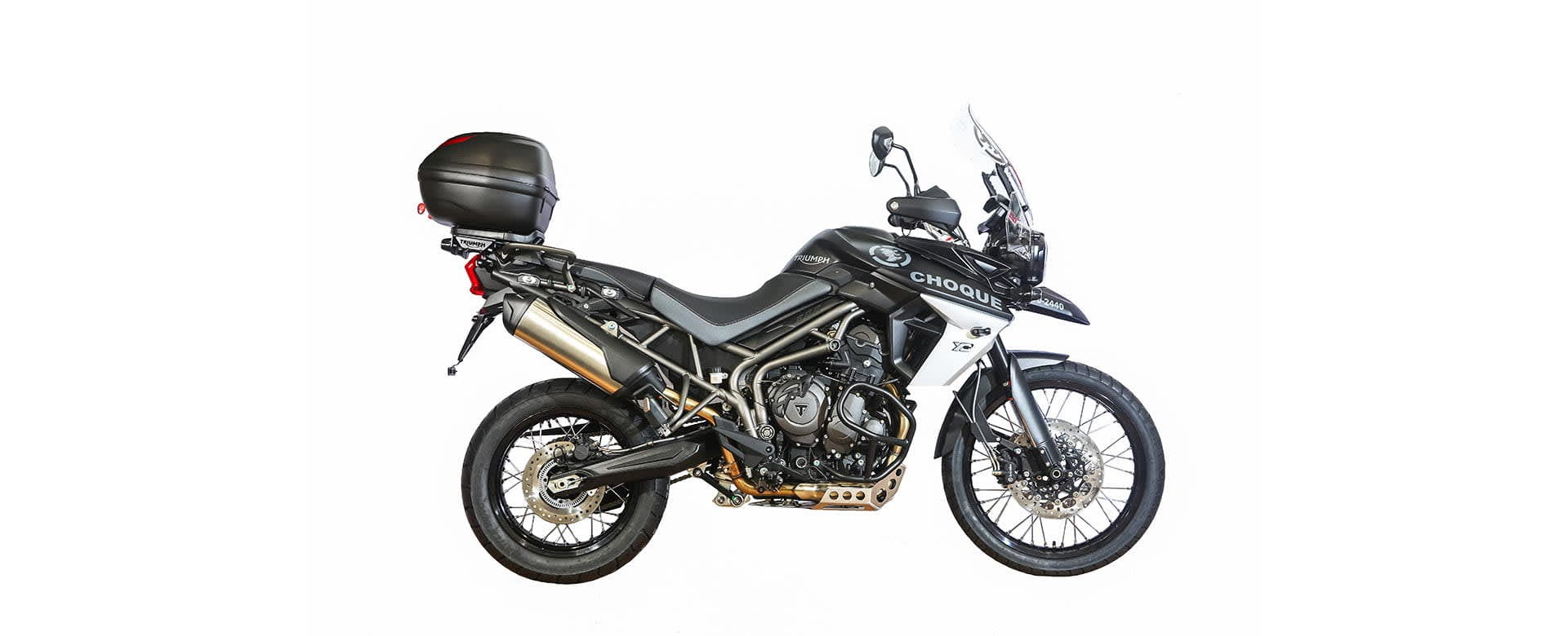 A shot of the Triumph Tiger 800 Choque Brazil Corporate Sales