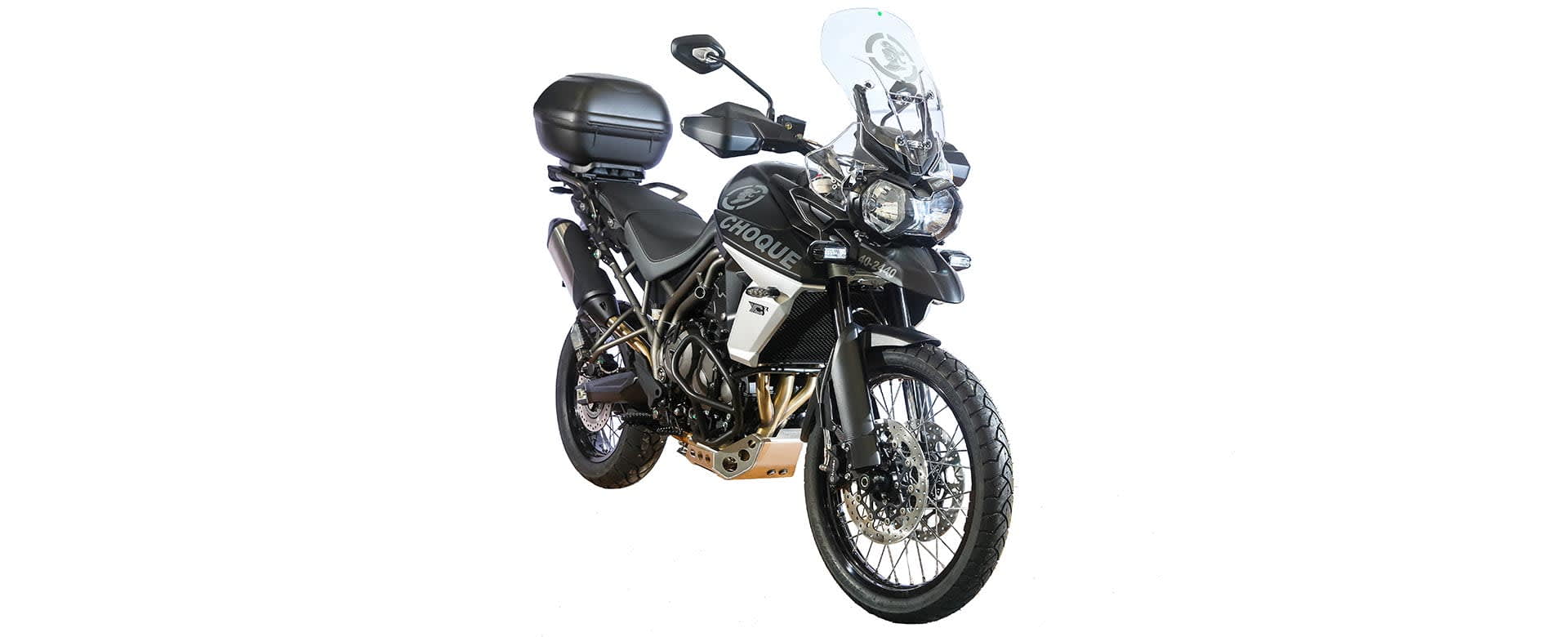 A shot of the Triumph Tiger 800 Choque Brazil Corporate Sales