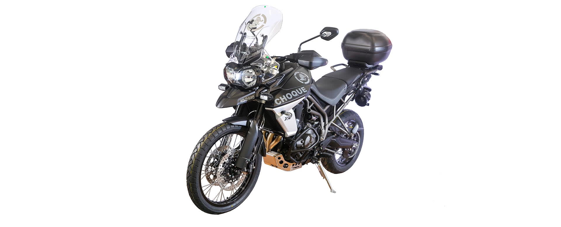 A shot of the Triumph Tiger 800 Choque Brazil Corporate Sales