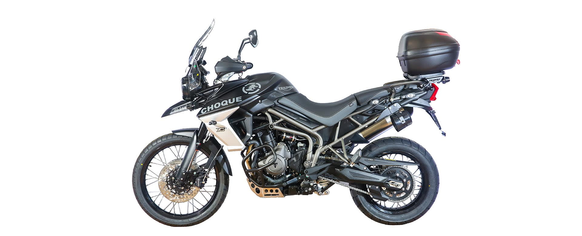 A shot of the Triumph Tiger 800 Choque Brazil Corporate Sales