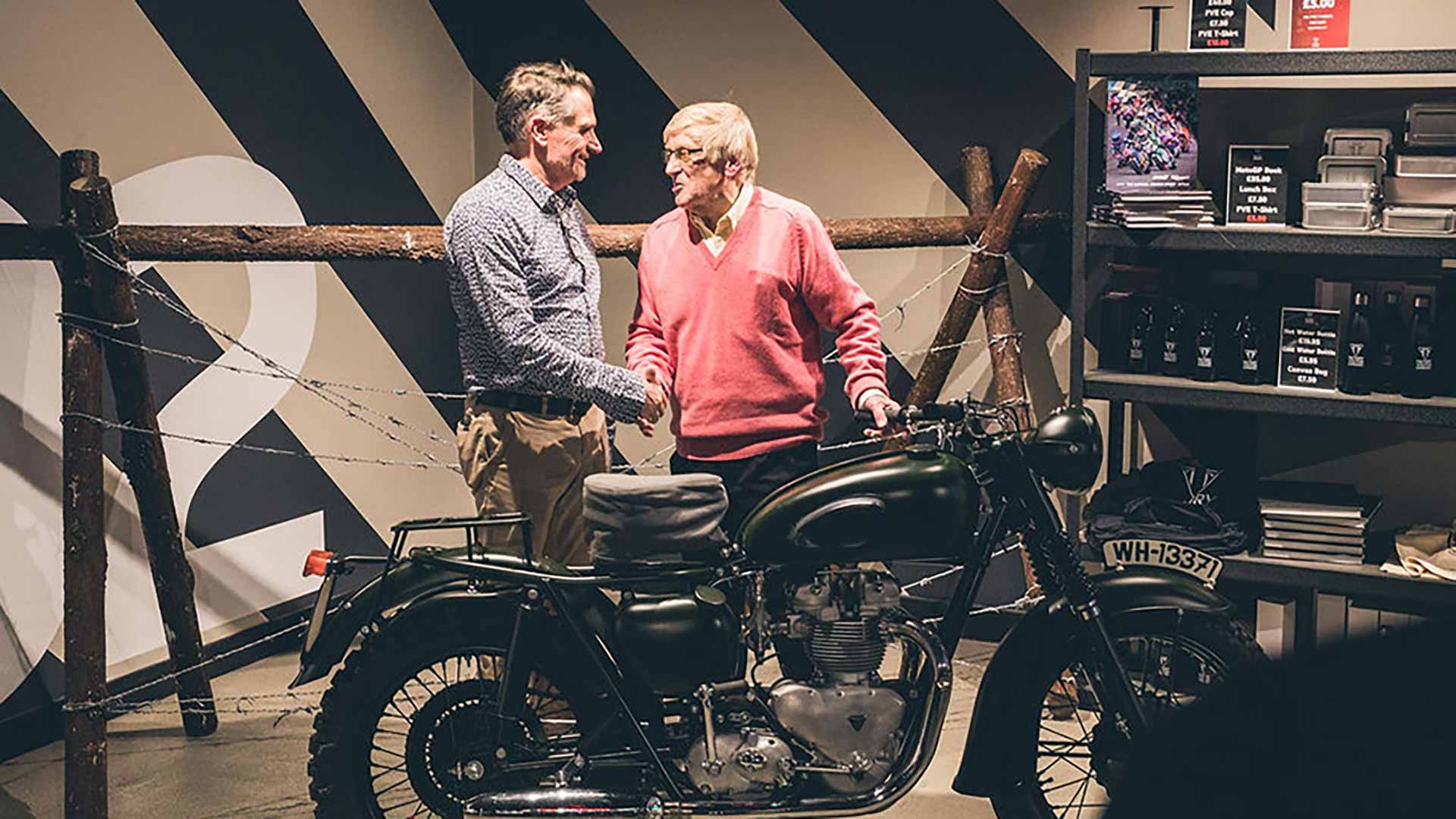 Triumph Factory Visitor Experience John Leyton with the Great Escape Triumph s