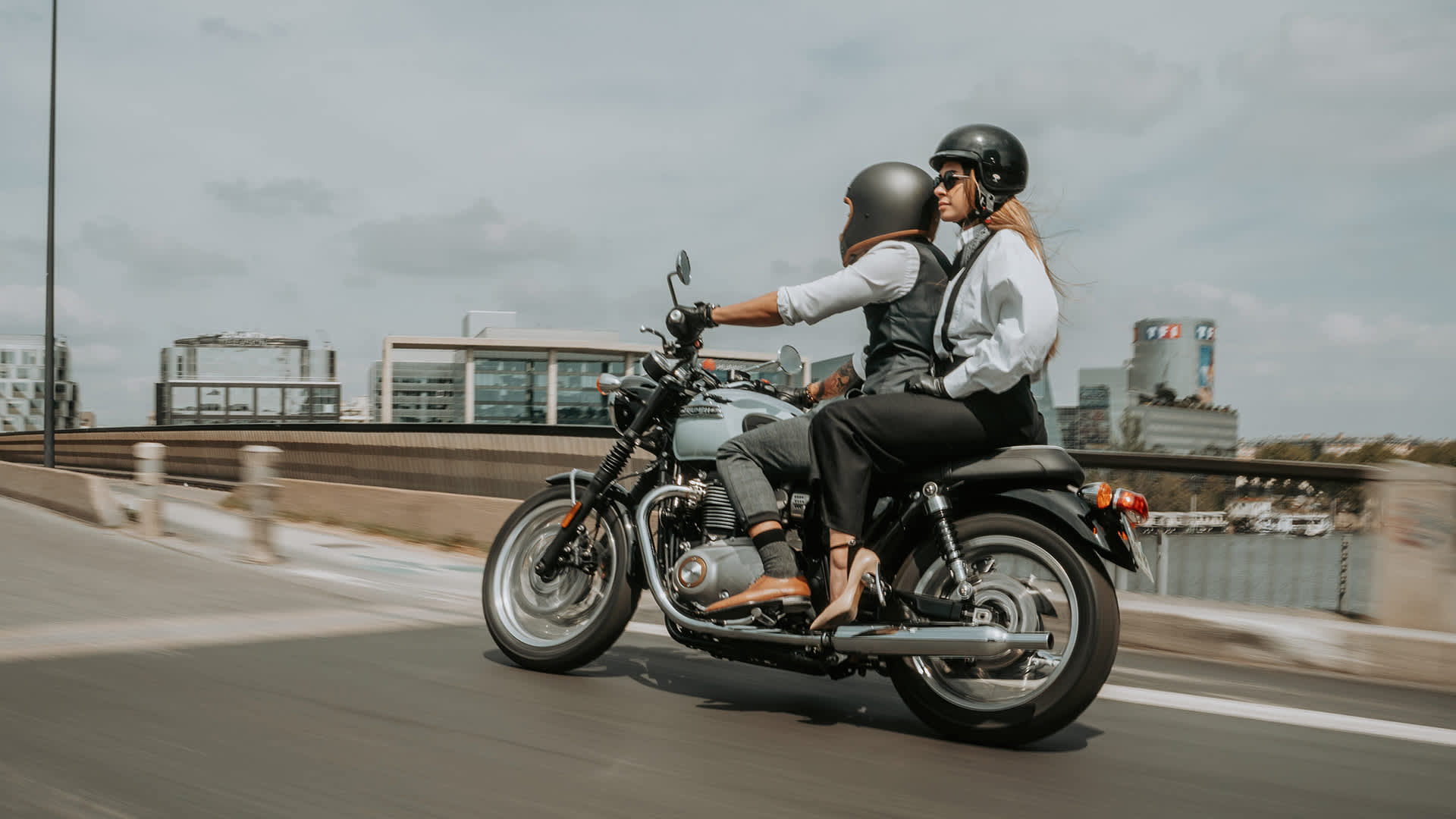 2023 DGR rider stood by Triumph Bonneville T120 Chrome Edition