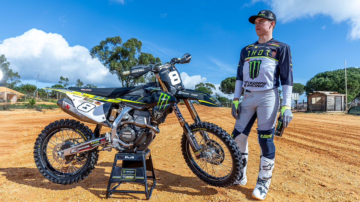 Monster energy triumph racing riders compete in thor for 2024
