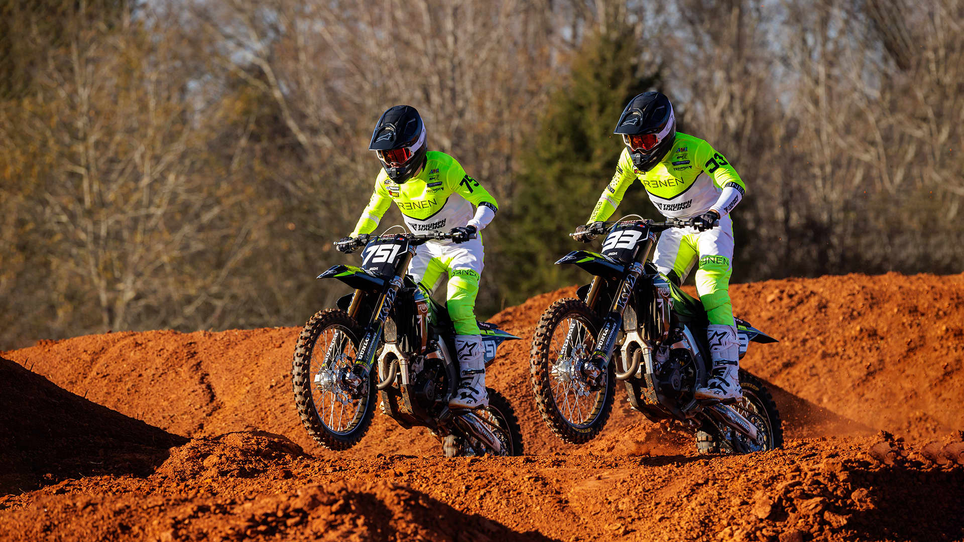 Triumph Racing riders with Oakley  off road 