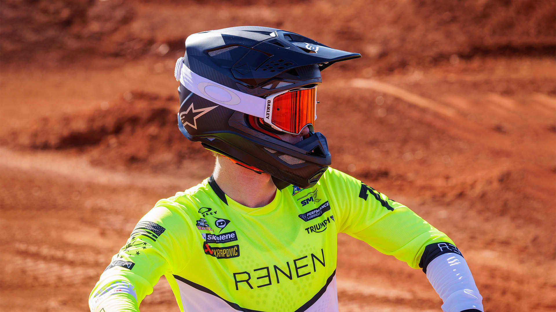 Triumph Racing rider with Oakley 