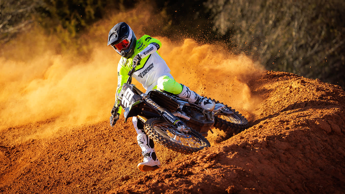 Triumph rider off road motocross