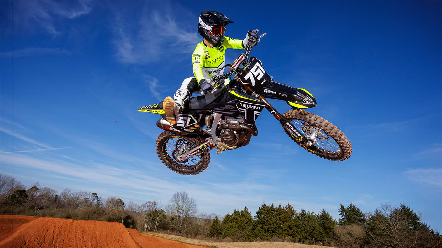 Triumph rider off road motocross