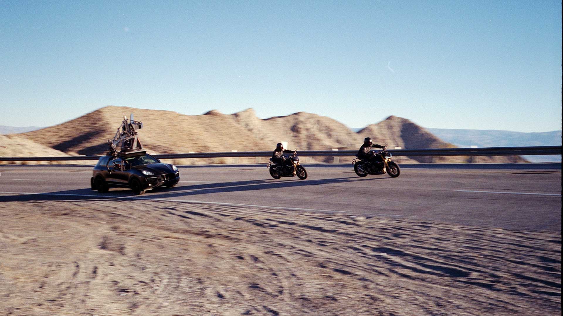 Speed Triple RS on a sandy track