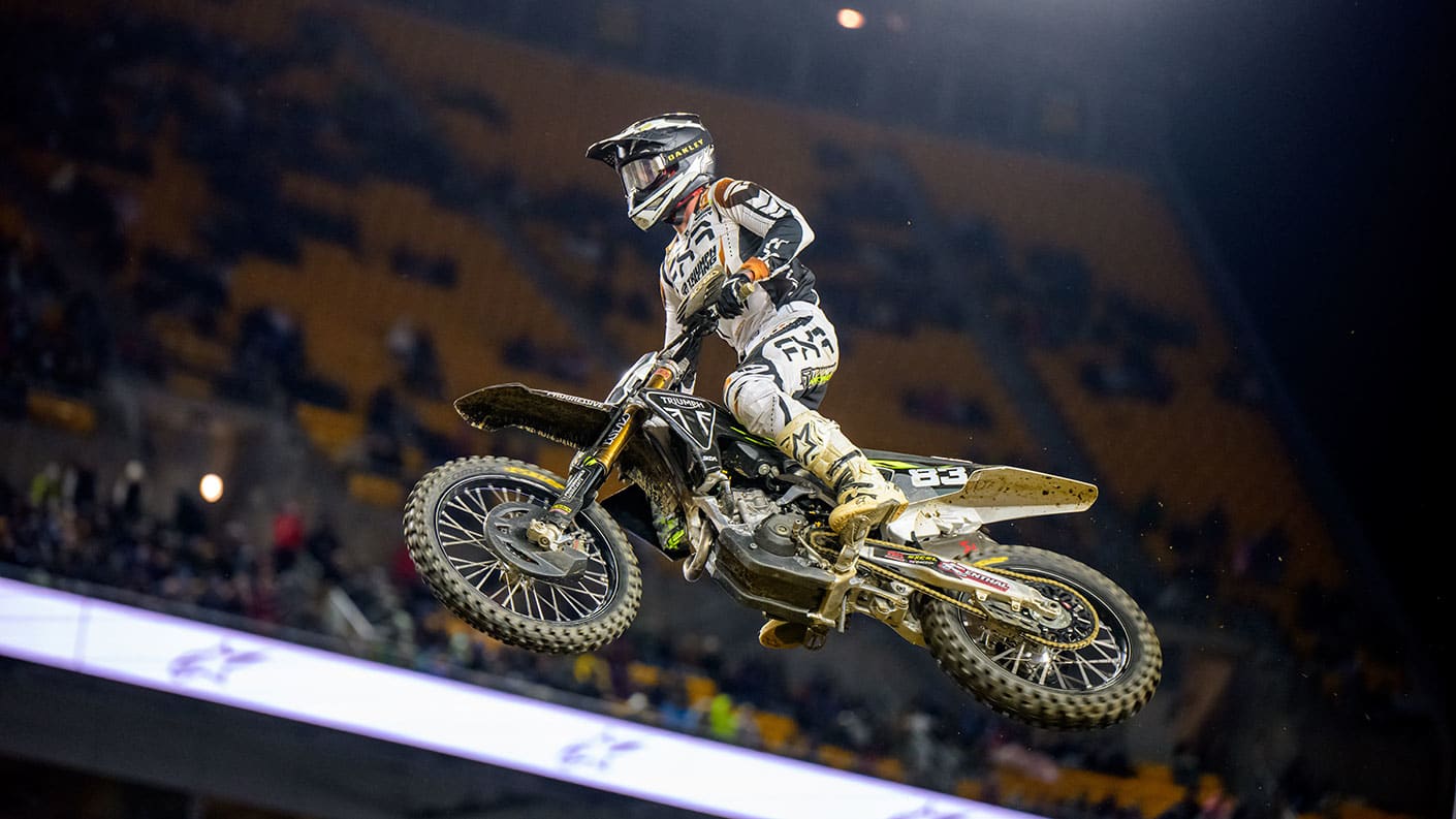 Triumph's Austin Forkner at Supermotocross on a TF250-X