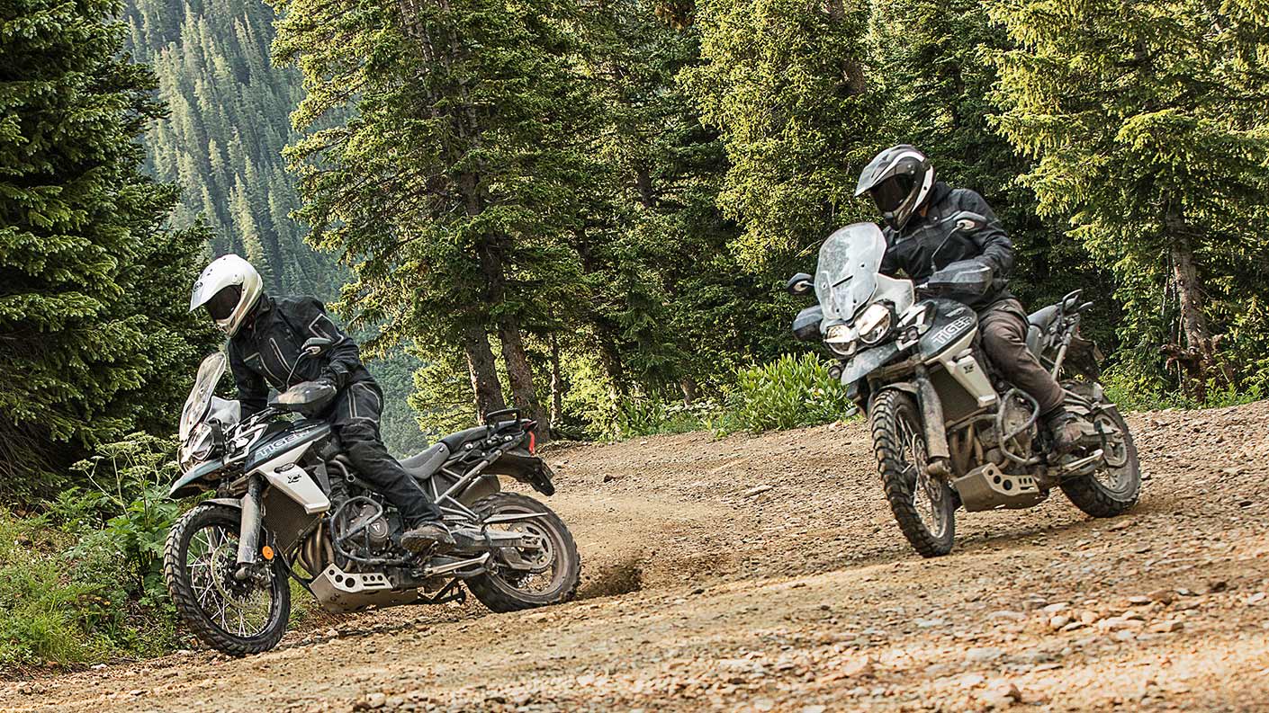 Belgium adventure centre with riders on the Tiger 800 XCA