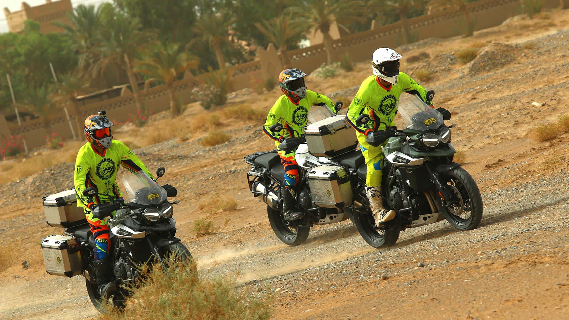 Riders experiencing the Triumph adventure bikes through Billy Goat Garage