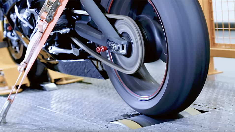 Moto2 bike on rolling road