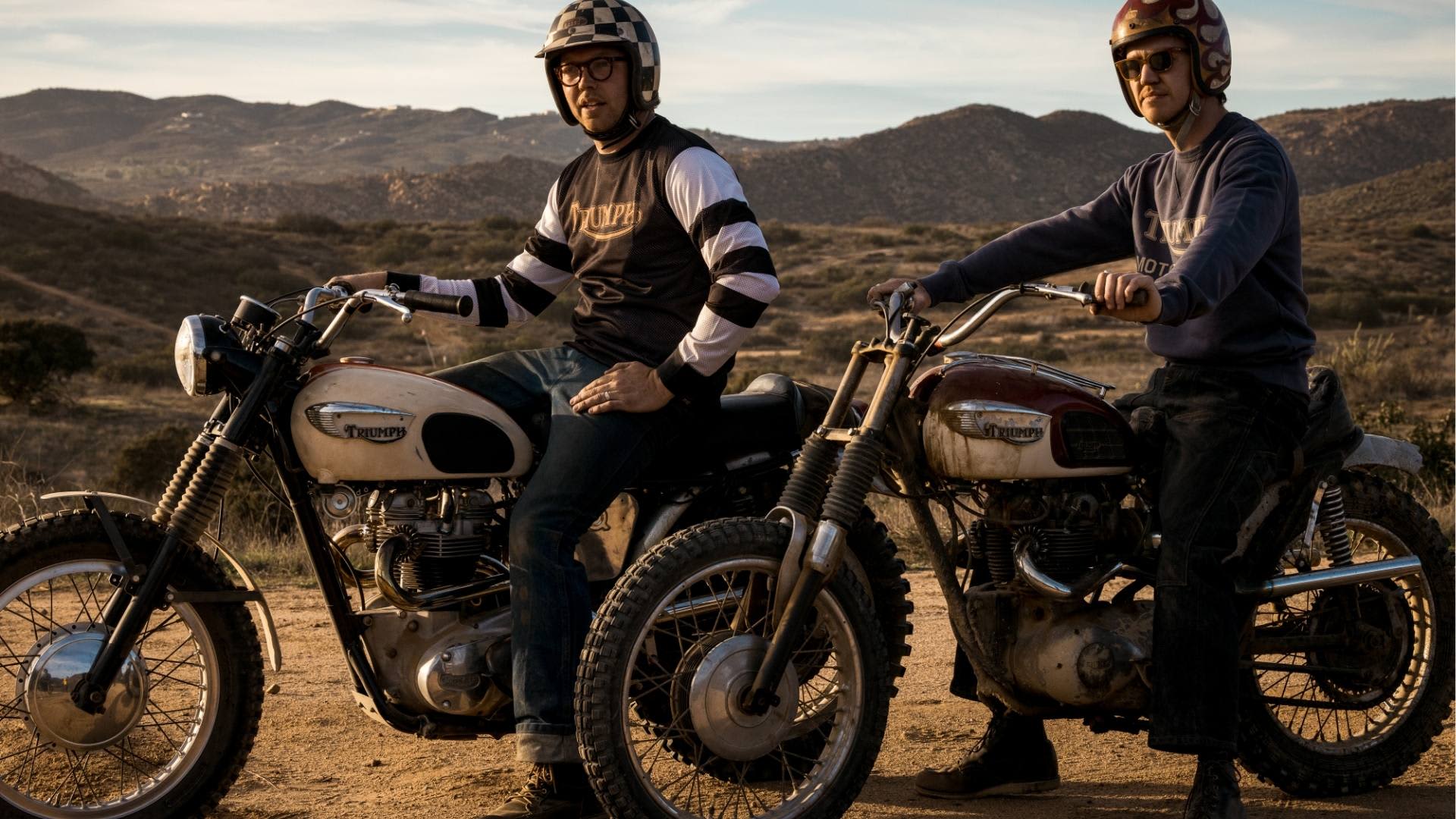 Triumph heritage 2026 New Arrivals - Carousel-  Paul and Elliot on Triumph Bikes