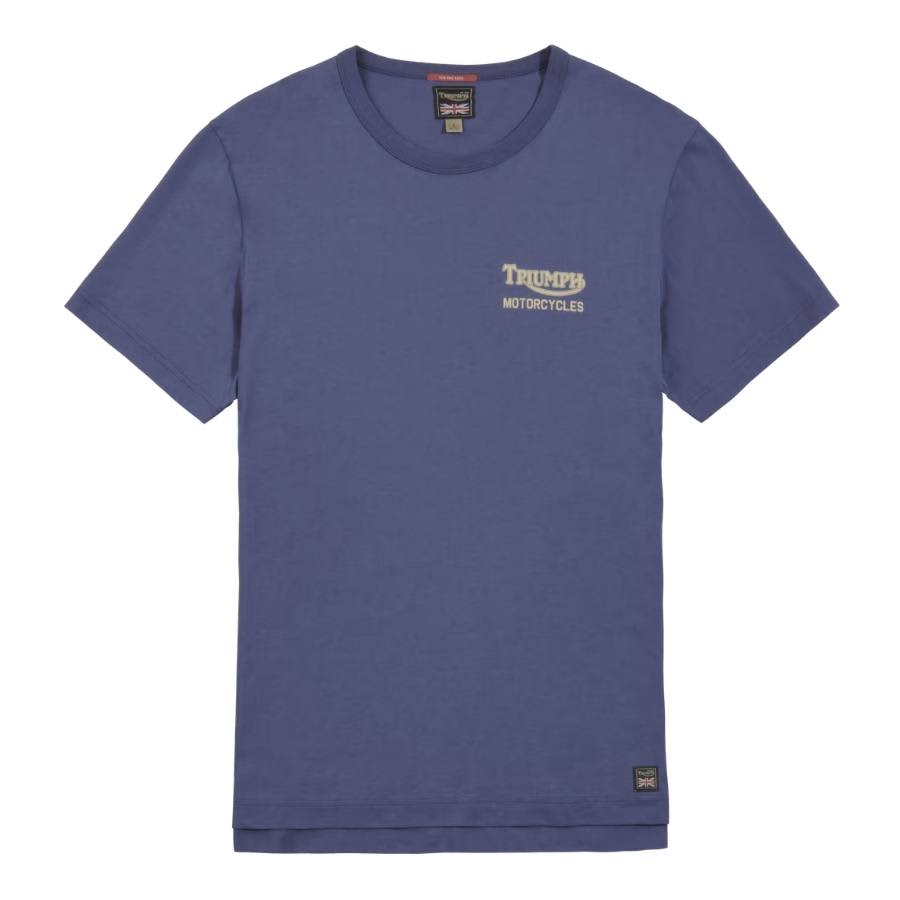 Adcote Back Printed Tee in Blue- Triumph Heritage 