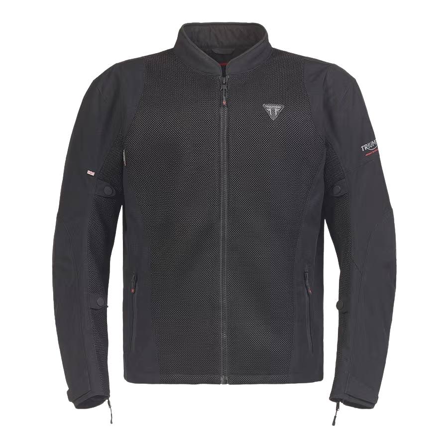 Triumph Motorcycles Black Cranbourne Mesh Motorcycle Jacket With Small Triumph Logo on Left Chest