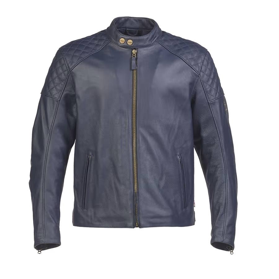 Triumph Riderwear Braddan Leather Motorcycle jacket in Blue