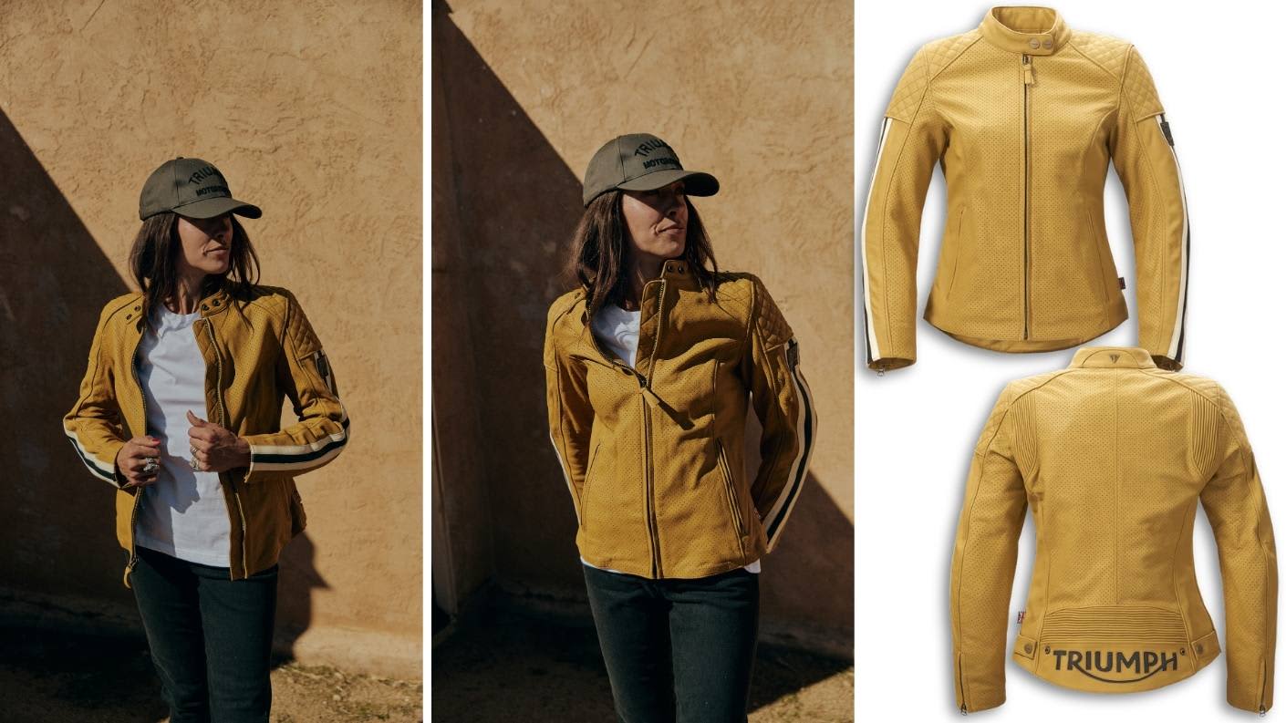 Triumph Women's Riderwear Braddan Gold Air Race Leather jacket