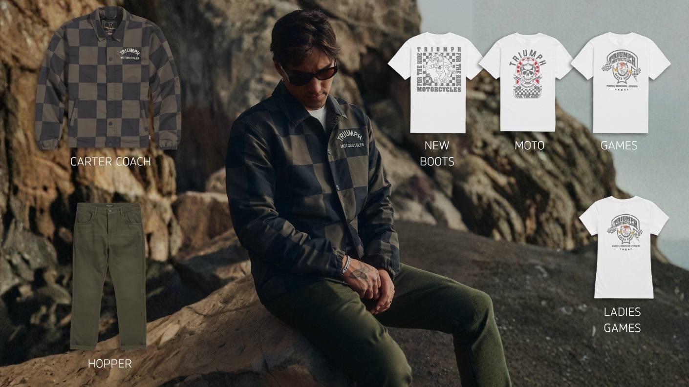 Triumph Clothing New items- new graphic tees, Hopper Khaki jeans and Carter Coach Jacket