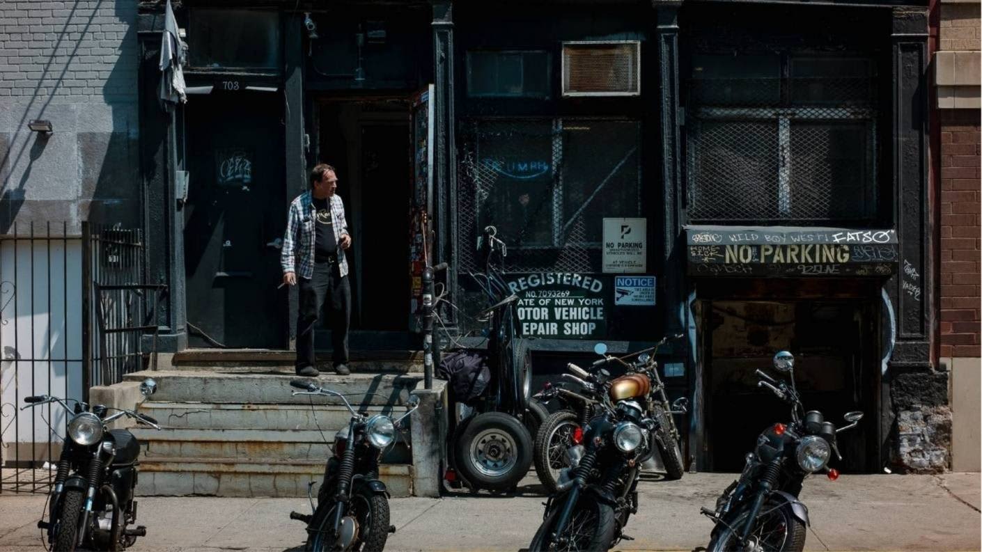 Sixth Street Specials Garage with Triumph Bikes