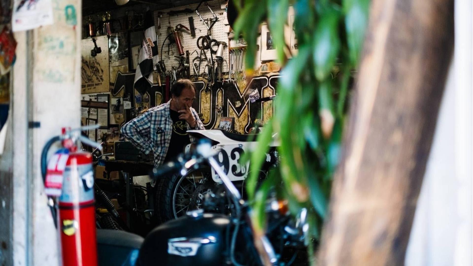 Sixth Street Specials Garage with Triumph Bikes