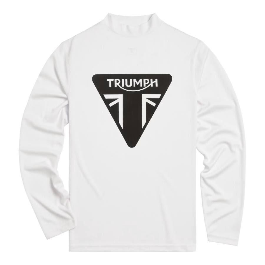 Rapid Dry White Long Sleeve Tee with large black Triumph logo design on front