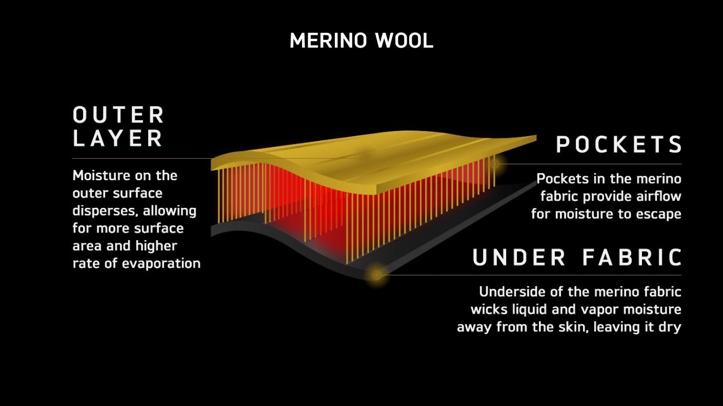 Merino infographics on how Merino wool works and how it keeps you warm 