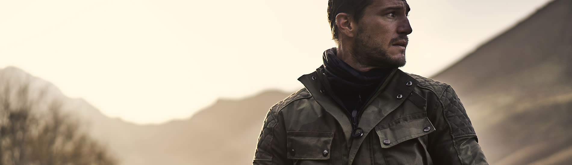Triumph Lifestyle Model Shot Garstang Jacket Camo)