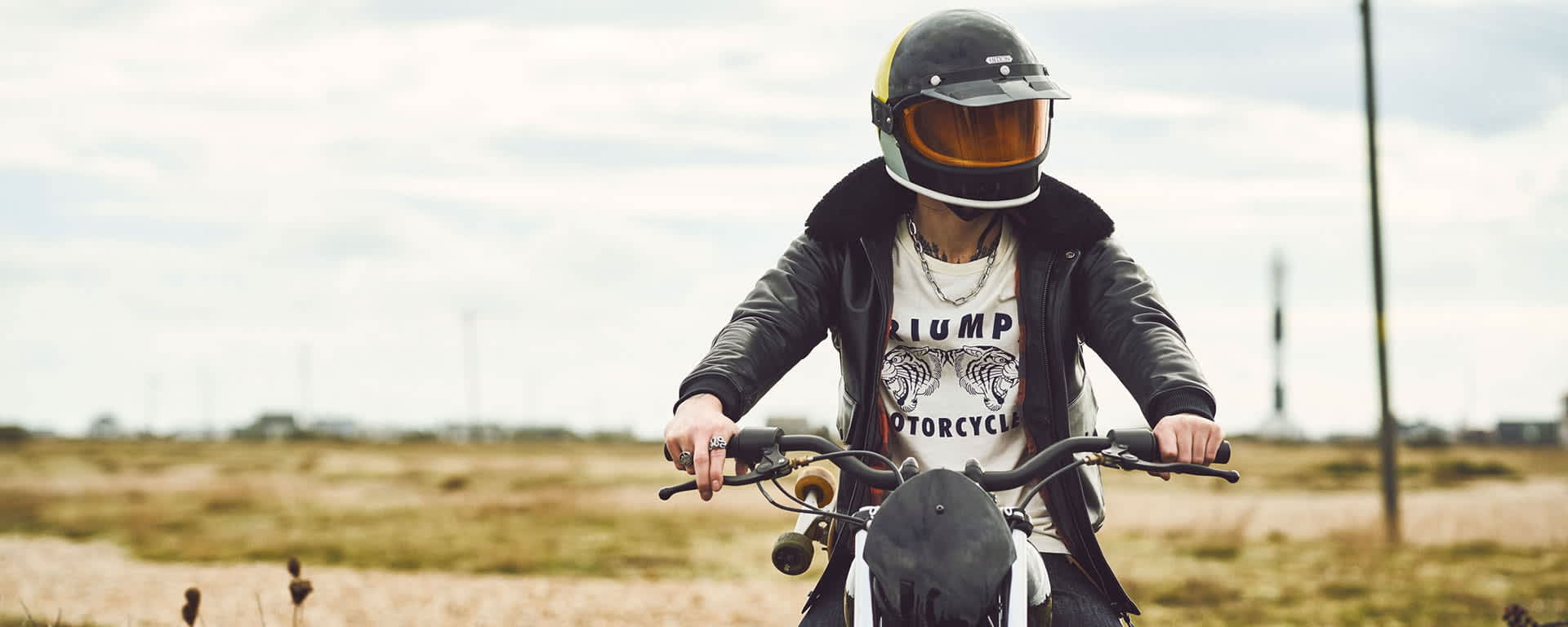 Triumph Lifestyle Clothing Bexton Leather Jacket Model Location Shot)