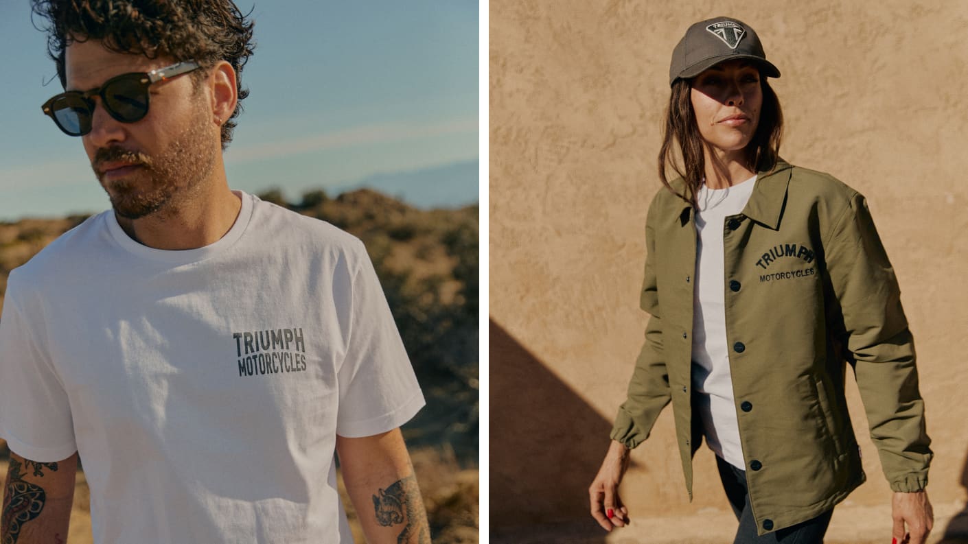 1 male and 1 female Triumph models wearing items from the Casual collection.